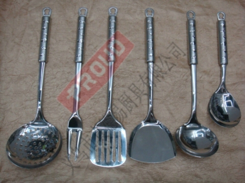 heart-shaped steel handle stainless steel kitchenware， stainless steel ladel， colander， shovel， soup spoon