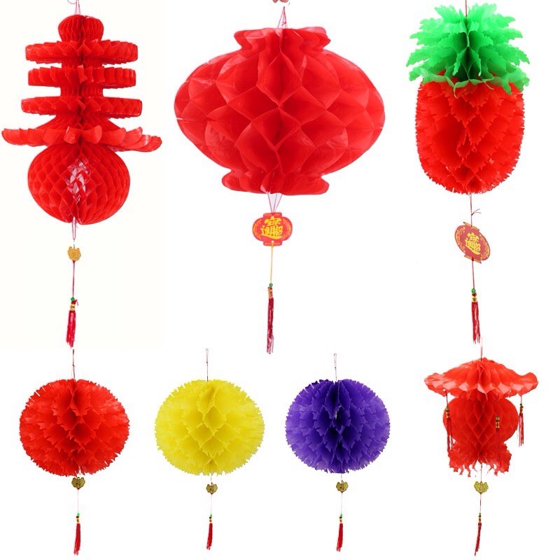 宫灯 蜂窝塑料灯喜庆灯 喜庆挂件 婚庆场所 折叠简易方便