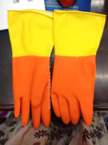 two-color thickened latex gloves