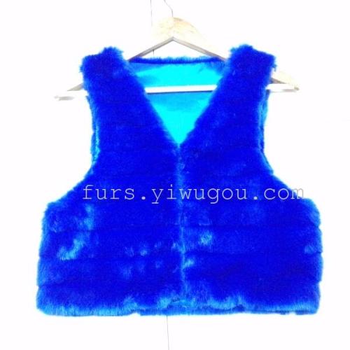 Blue Faux Rabbit Fur Fur Vest Women‘s Jacket New Fur Coat Korean Style
