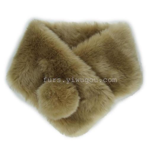 Rabbit Fur Scarf Fur Scarf with Ball New Popular Fur Scarf Winter Warm