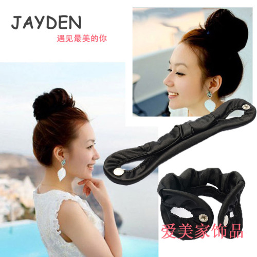 AYSAN Sunshine Pleated Fabric Hair Stick Bun Bud-like Hair Style Hair Band Updo with Buttons Hair Tools