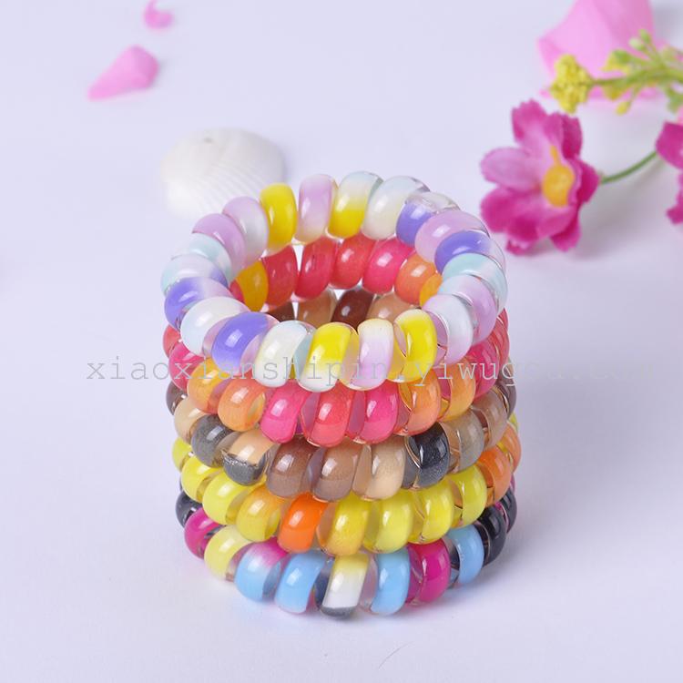 义乌小饰品批发 手链电话线发圈发绳头绳头花发饰仿珠子印花手环