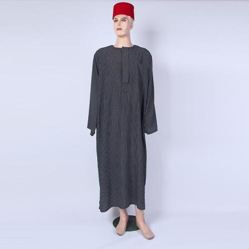 wholesale Price Affordable Arab Robe Men‘s Bamboo Woven Linen Suit Middle East Clothing 