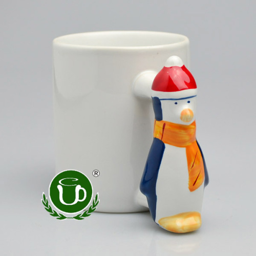 new thermal transfer ceramic cup penguin handle cup personality gift cup