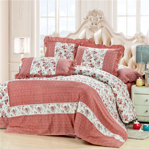 Yiwu Snow Pigeon Korean-Style Skin-Friendly Velvet Four-Piece Bow Princess Ruffled Brushed Cotton Four-Piece Quilt Cover