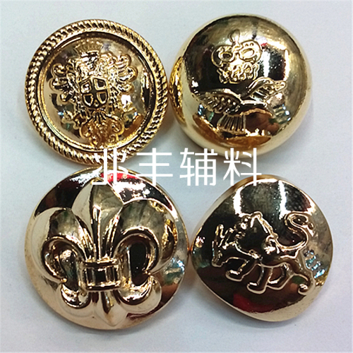 New Metal Plating Golden Button Crown Stripe Eagle Double Lion Retro Button Zinc Alloy Coat Button