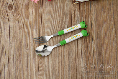 Handle spoon knife and fork suite boutique cartoon cartoon tableware two piece stainless steel spoon