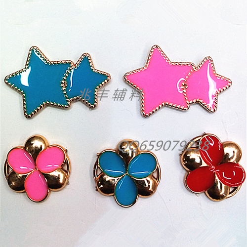 Plastic Electroplating Decorative Buckle Dripping Oil Shoe Flower Shoe Buckle Luggage Shoes Clothing Flower colorful Five-Pointed Star Rose Three-Leaf Flower 