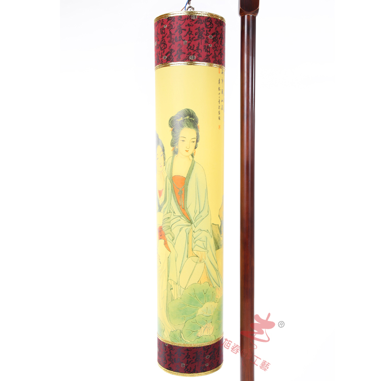 义乌厂家直销绸布钢丝园灯笼广告布灯古典实木家具落地灯