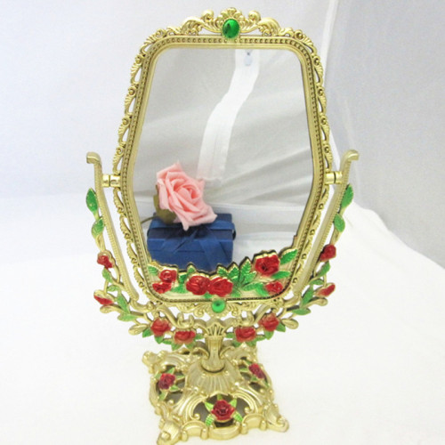 Home Direct Plastic Plating Mirror with a Floral Border Square Double-Sided Cosmetic Mirror Mirror 