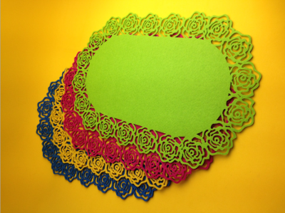 Felt material cut lace placemats can be customized according to the specified color