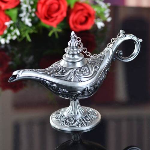 Silver Tin Classic Lamp of Aladdin Classical Aladdin