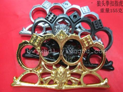 Brass Knuckle Punch Brass Knuckles Ring Self-Defense Weapon Fight Brass Knuckle Wolf Head Hand Buckle
