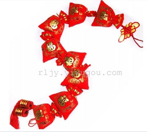 Direct Wholesale Sprinkle Gilding Lucky Bag Purse Sachet String Chinese Knot Pendant Wedding New House Holiday Housewarming Home Decoration 