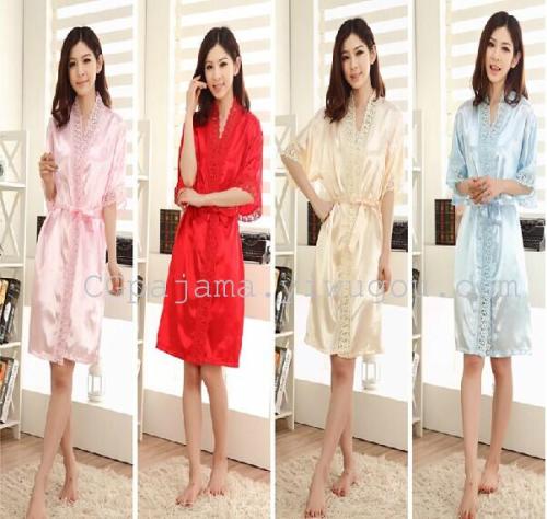 Imitation Silk Pajamas Summer Dress Women‘s Cute Sexy Lace Lace Strap Ice Silk Nightdress women‘s Two-Piece Set Summer 