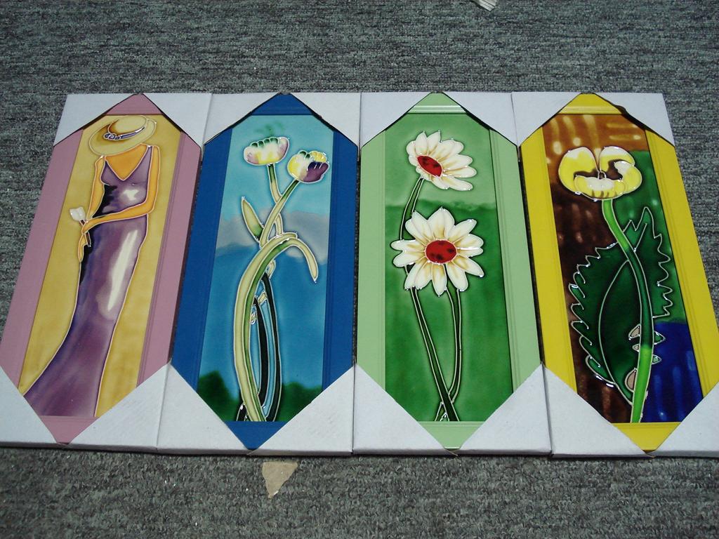 长条唐三彩陶瓷画中式装饰画 家居装饰 家居摆件 瓷板摆件