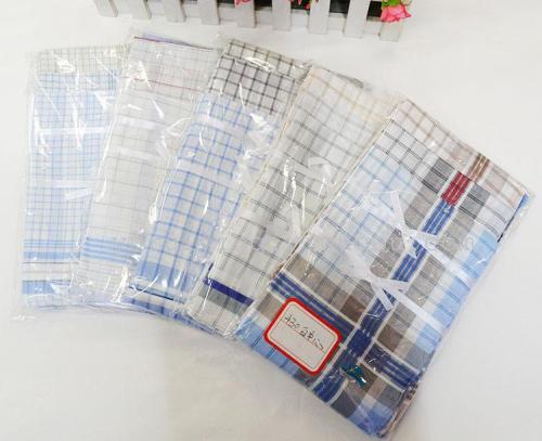 export foreign trade high quality men‘s high-grade handkerchief 430 plaid handkerchief handkerchief light color handkerchief