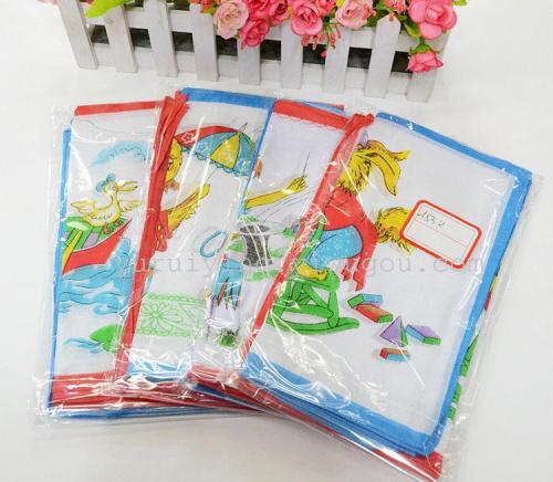 manufacturers supply export foreign trade 453k chinese card cartoon handkerchief printed children‘s handkerchief