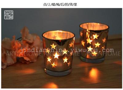 Simple silver plating Glass Candle Candlestick candle ornaments electroplating cup romantic bar