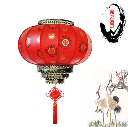 高端仿羊皮灯笼  防水灯笼 烫金花旋转灯笼