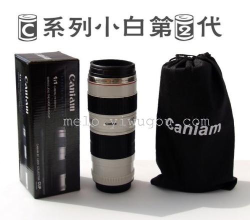 Canon Lens Cup Small White 2 Generation， Creative， SLR Warm-Keeping Water Cup