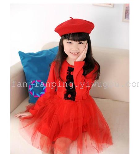 hot selling children‘s hat autumn and winter full woolen boys and girls beret parent-child hat