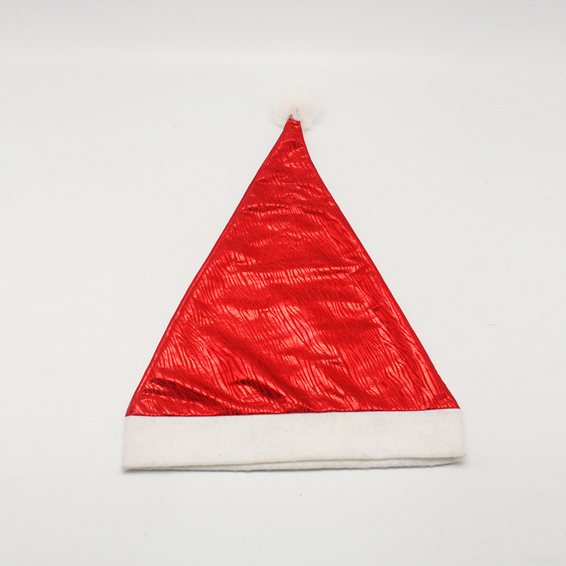 大红印金条纹普通圣诞帽