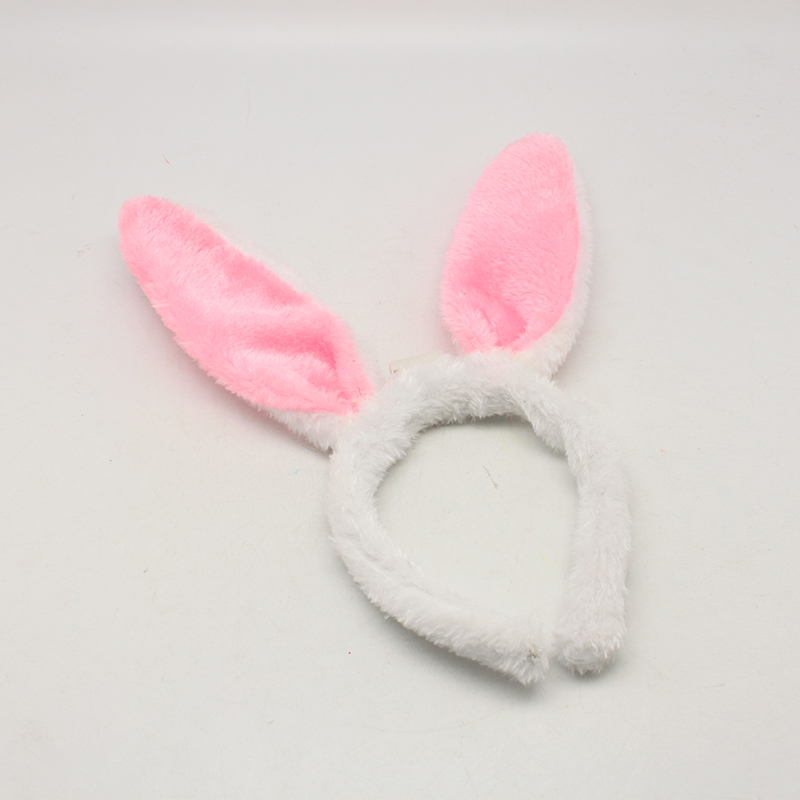 粉色带灯不带灯毛绒兔耳朵