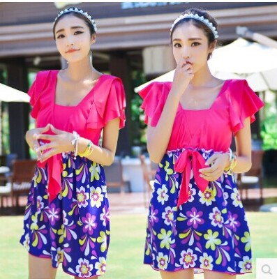 Yaluqi new swimwear fashion slimming one-piece dress belly increased female swimsuits-covering Y1504