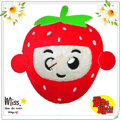yiwu shopping accessories hot stamping rhinestone strawberry head customized short sleeve/children‘s clothing/pillow/towel/bath towel
