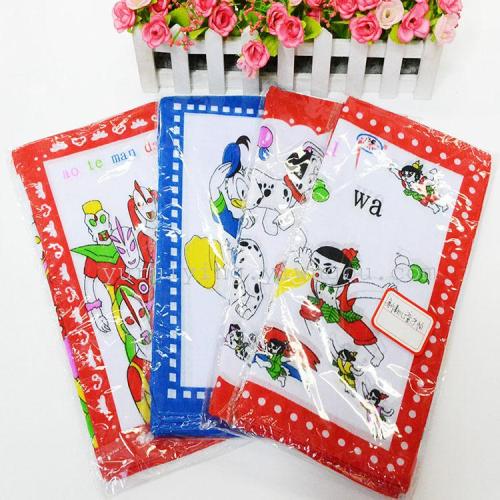 Factory Supply Baby Children Cartoon Printing Children Polyester Cotton Small Square Towel Small Handkerchief