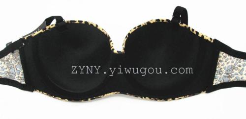 Zb1411# New Order Leopard Print Sexy Invisible Steel Ring bra