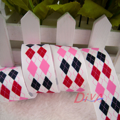 Diya Ribbon Wholesale Ribbon Gift packaging Belt Rib Belt Printing Three-Color Diamond Plaid 8 Points Can Be Customized 