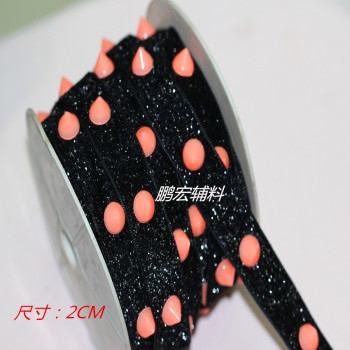 2厘米亮银绒带加加尖钻条子_ 义乌市鹏宏辅料