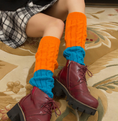 Fall/winter socks new Korea easing worsted stockings set of 2-color twist piles of socks women leg sleeves