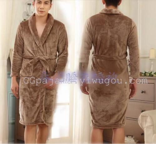 Winter Foreign Trade Coral Fleece Nightgown Couple Flannel Bathrobe Thickened Homewear