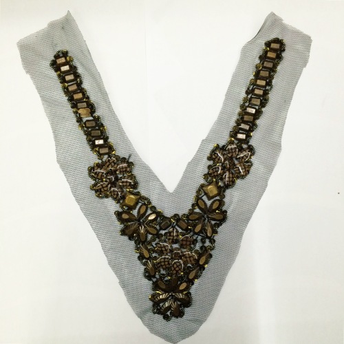 Clothing Accessories Women‘s Bronze Acrylic Micro Glass Bead Collar Ornament