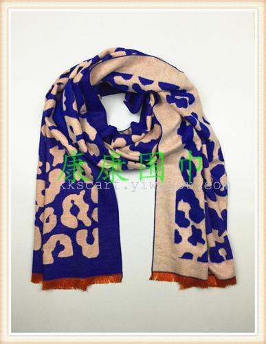 sapphire blue leopard print mulberry silk unisex scarf shawl plus-sized thickened couple hot sale