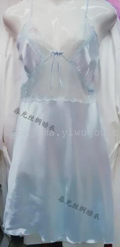 new artificial silk nightdress set two-piece lace noble blue home wear 2014