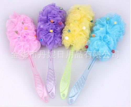 sponge bath brush， bath flower， bath ball， bath cotton， shower foaming net strip