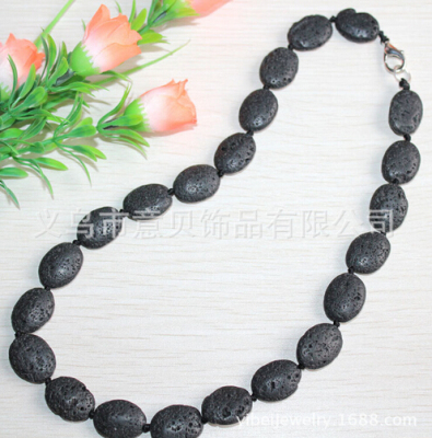[YiBei Coral] Natural volcanic rock egg shaped Necklace porous volcanic stone wholesale