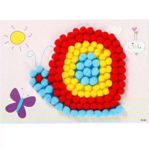 factory direct pom-pom painting diy handmade stickers fur ball painting with glue toy beauty puzzle