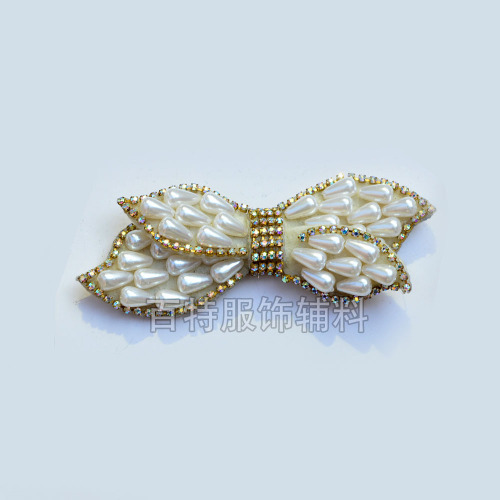 015 New Pearl diamond Chain Shoe Flower High-End Handmade Beaded Shoe Decoration Boutique Bow Shoe Buckle 
