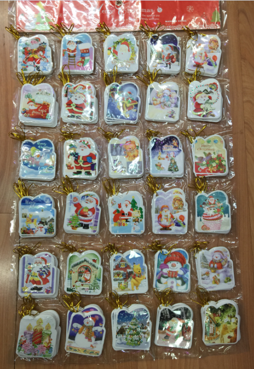 【奇彩制品厂家直销】对折迷你礼品卡圣诞花草小熊动物卡片