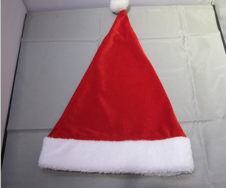 金丝绒圣诞帽   毛绒边圣诞帽  绒布圣诞帽
