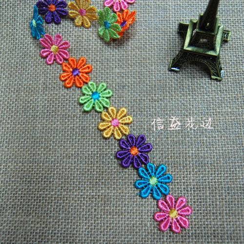 Taobao Hot Sales 6 Colors Water-Soluble Embroidery 2.5cm 8 Petals Flower DIY Clothing Accessories