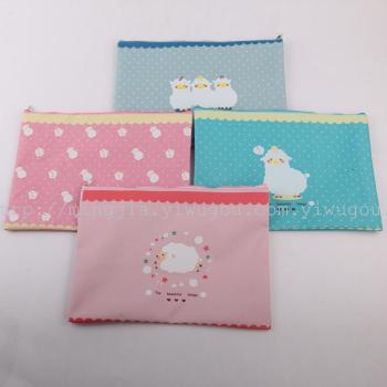 韩国文具可爱小羊拉链文件袋 新奇特产品帆布