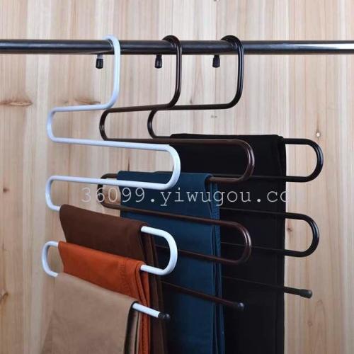 European-Style Multi-Functional Bold Iron Pant Rack S-Type Metal Pant Rack Clothes Hanger Non-Slip Magic Pants Rack Pant Rack Wholesale
