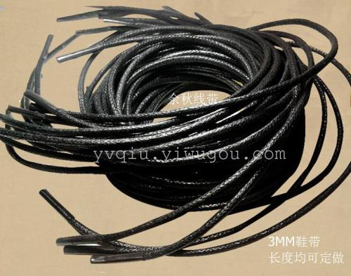 3mm waxed shoelaces business leather shoe lace round 70cm long-190cm